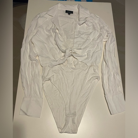 Bardot White Bodysuit Long sleeve Blouse Size Small / 6 - Picture 4 of 7